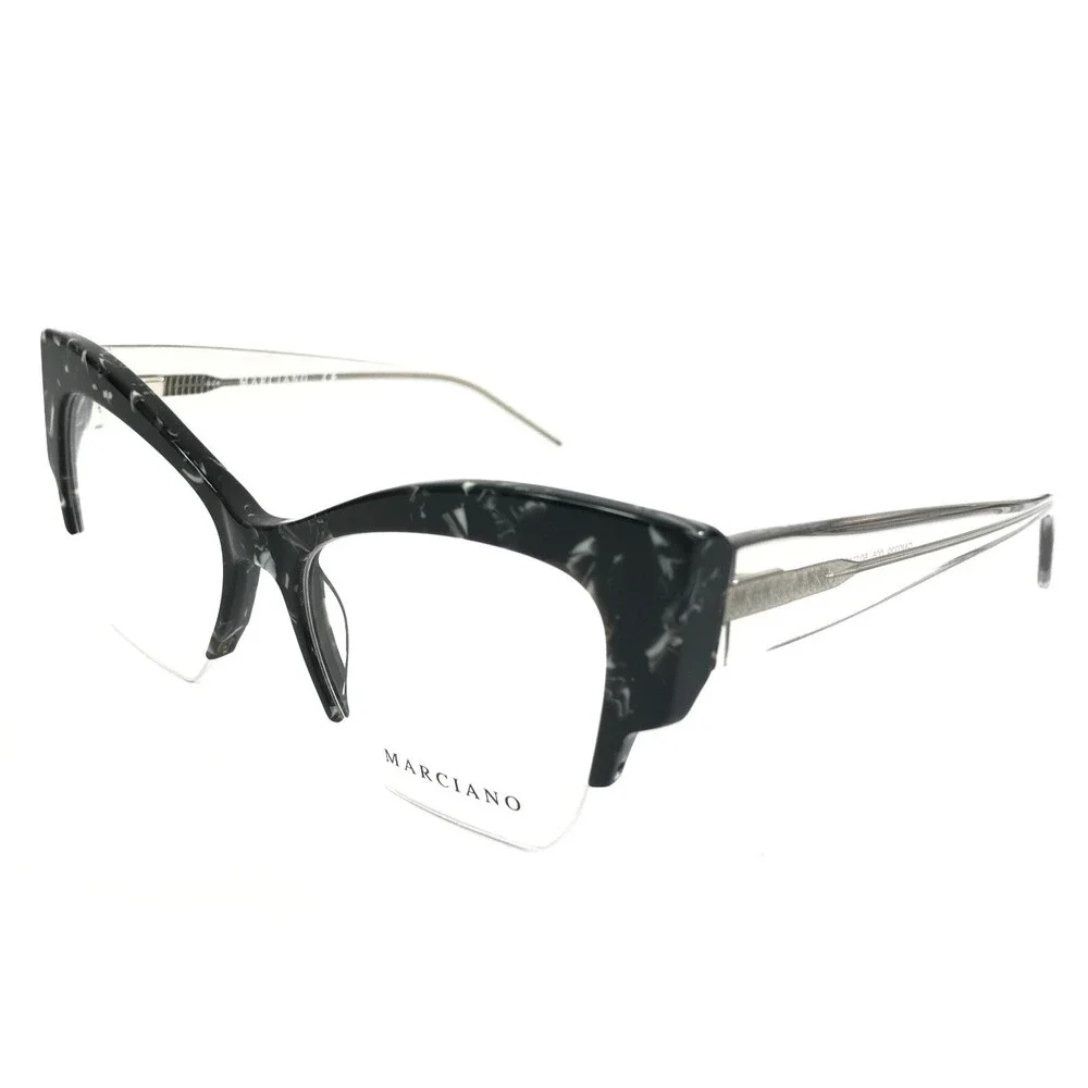 Marciano Eyeglasses Frames GM0329 005 Black Silver Marble Oversized 50-17-140